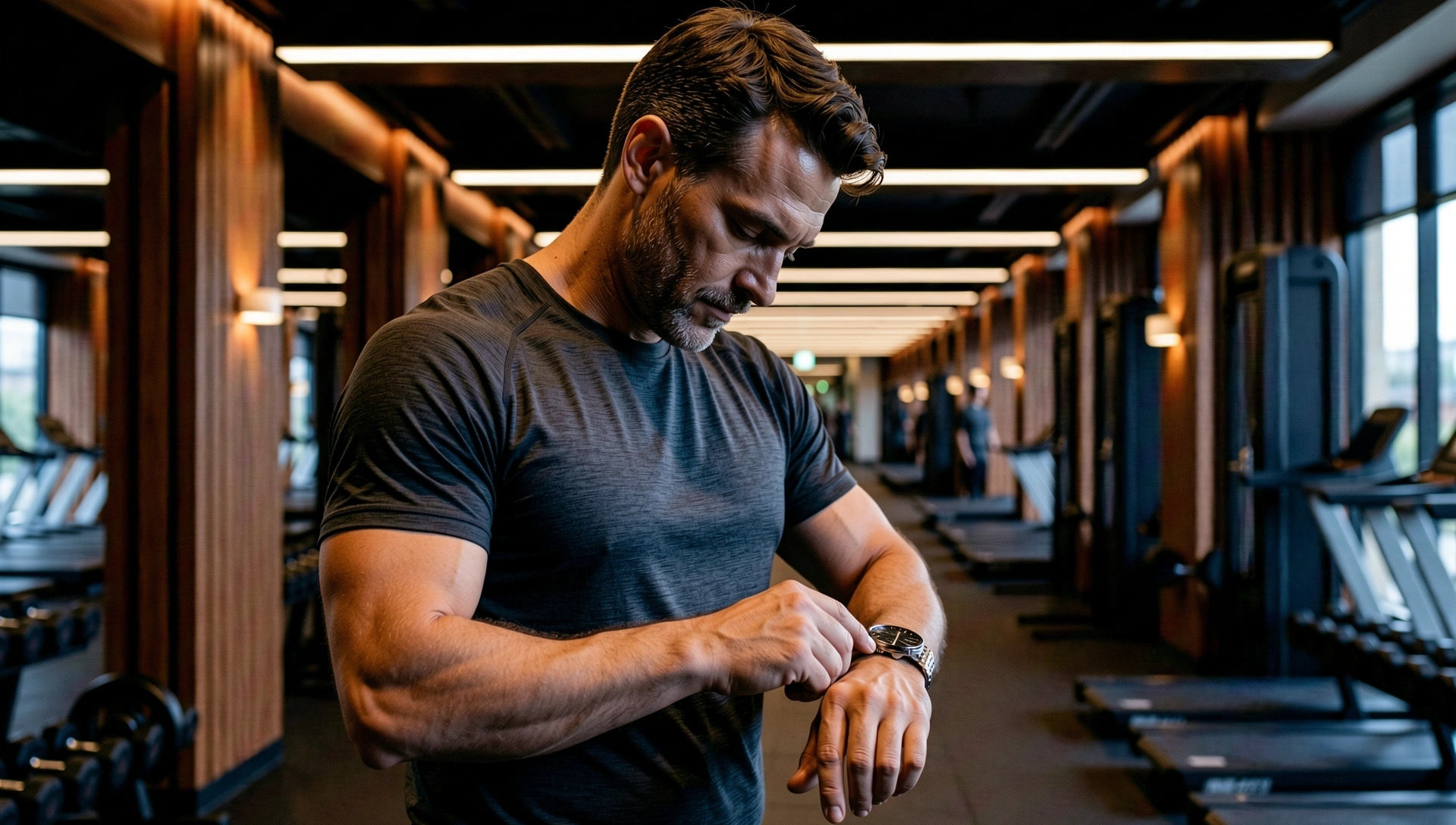 A focused man preparing for his day